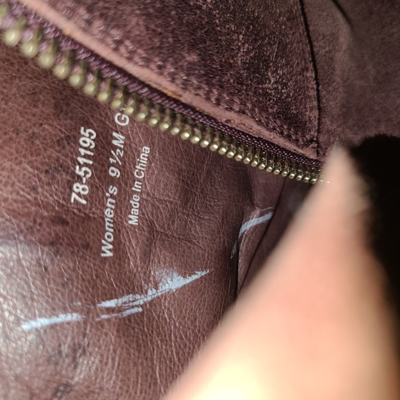 Johnston & Murphy S. 9.5 Distressed Dark Red Leather Wedge Booties - Picture 6 of 7